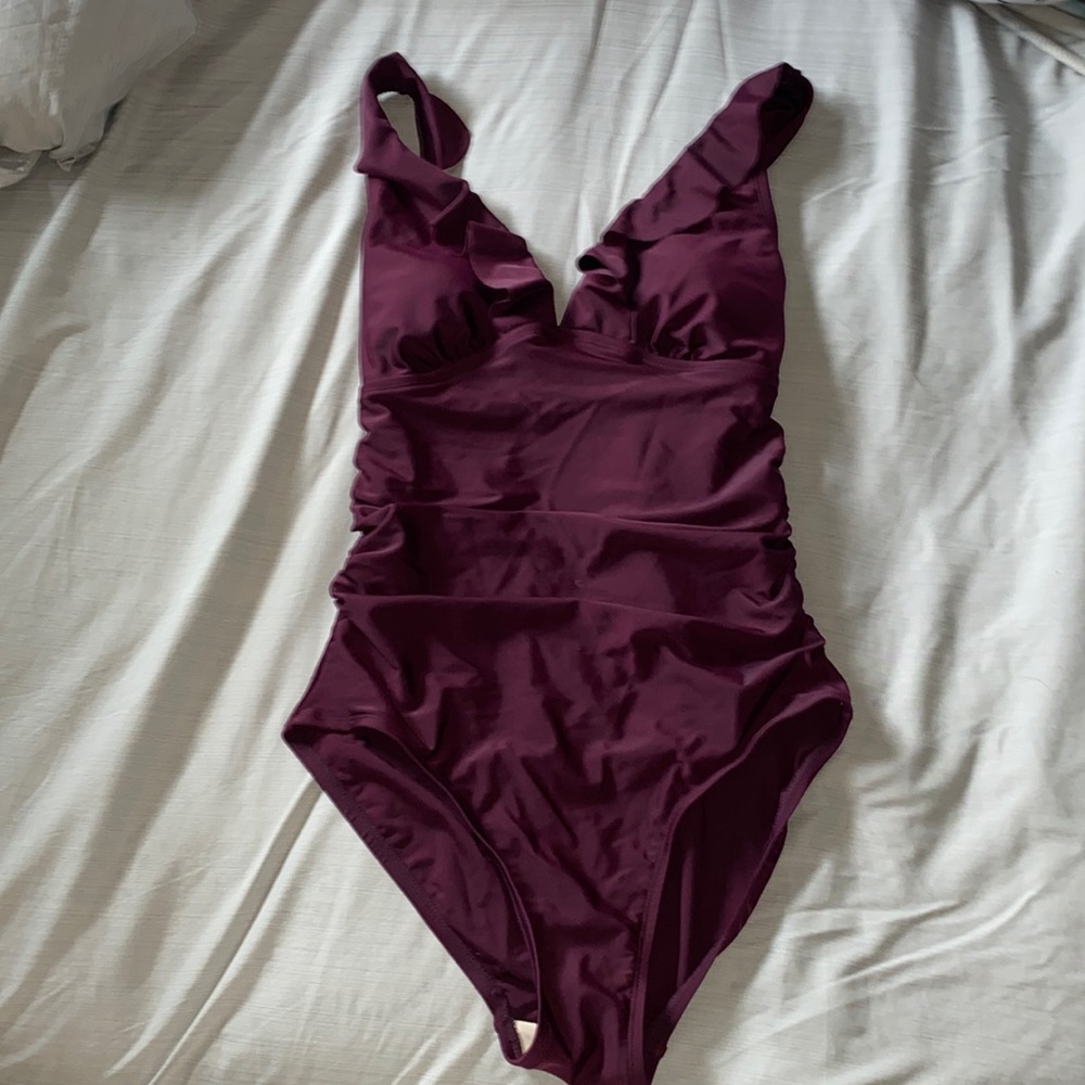 One piece bathing suit -Plum colored